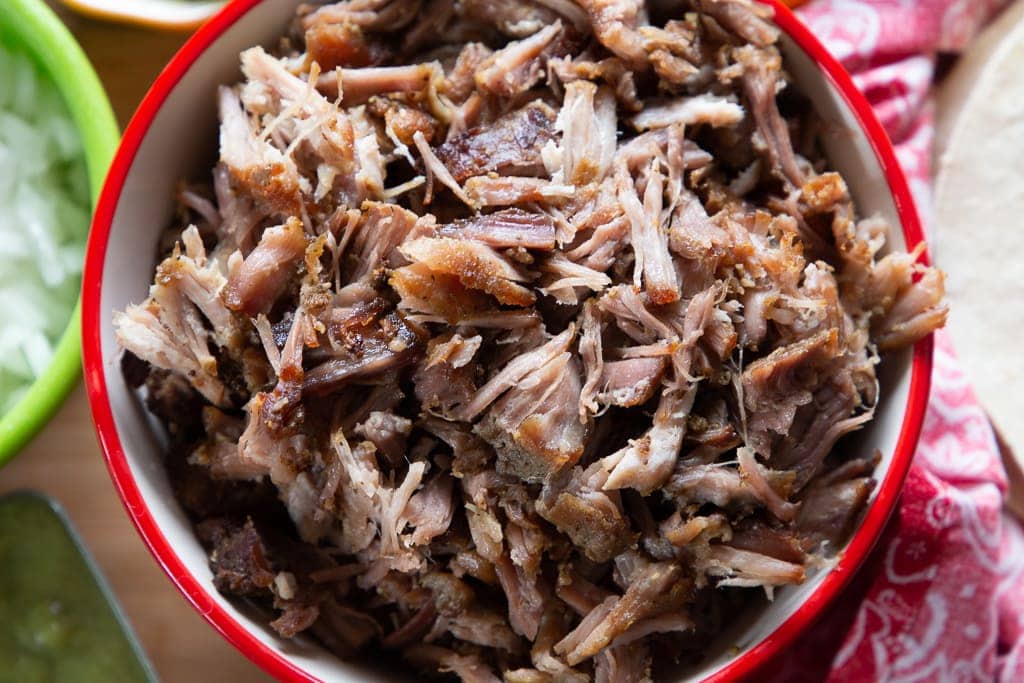 pork shoulder oven baked with cocal cola and shredded for tacos