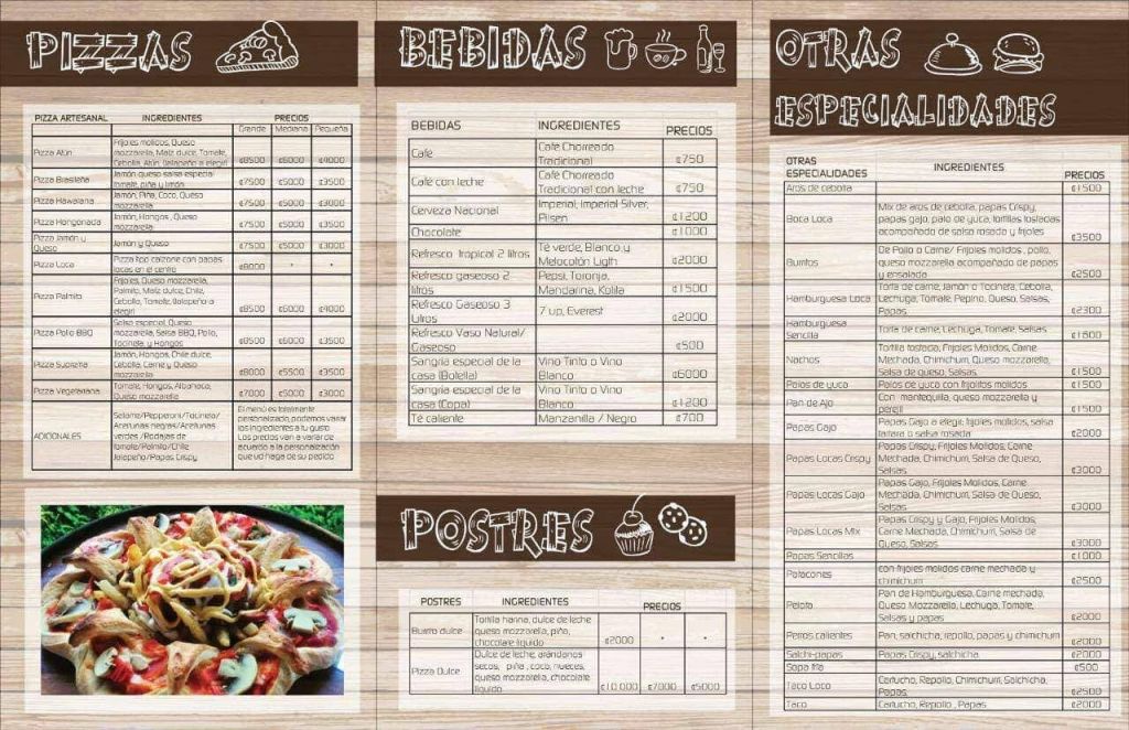 pizza loca menu